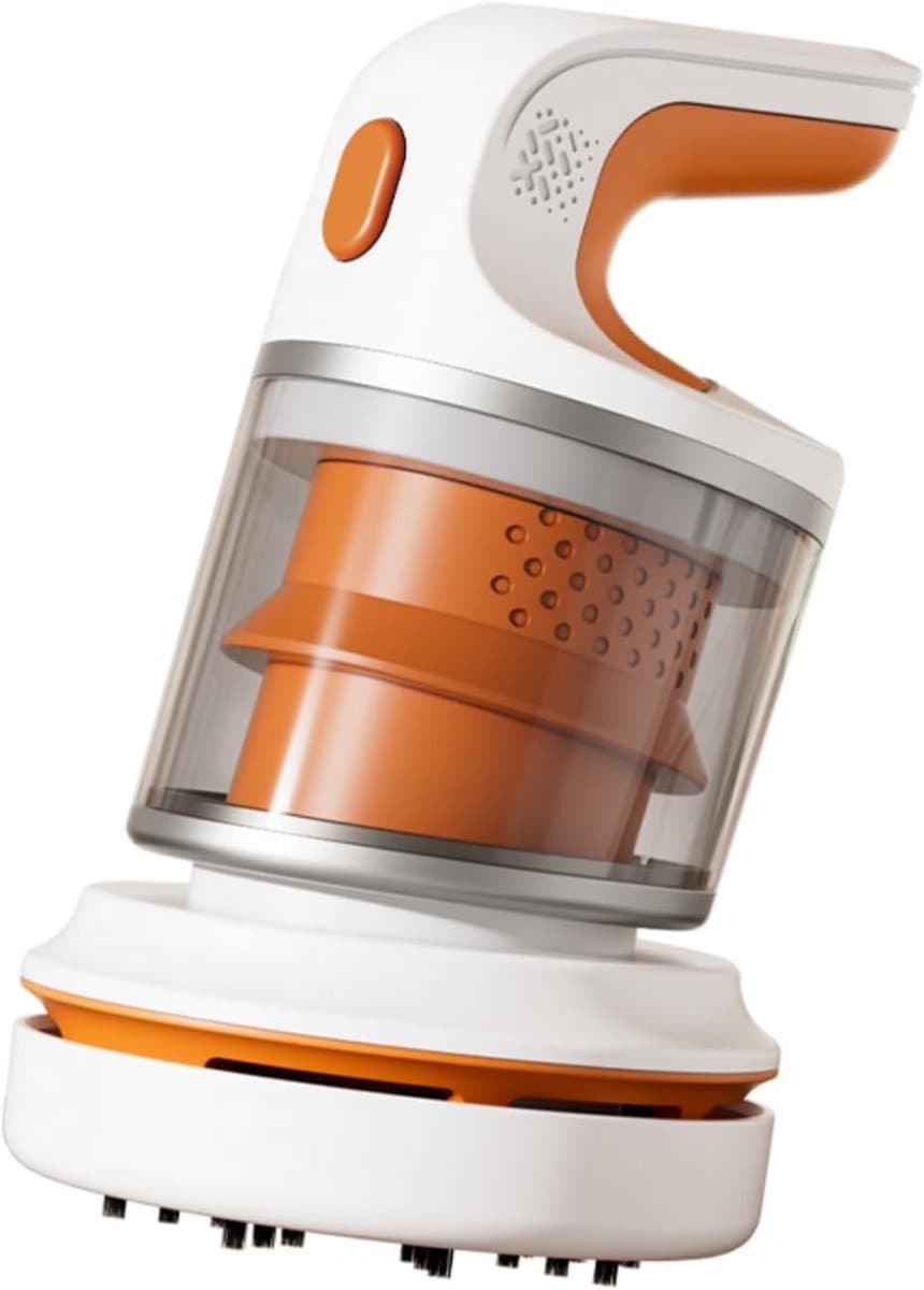 Mini stofzuiger - kleine stofzuiger - Bureaustofzuiger - handstofzuiger voor toetsenborden - Mini bureaustofzuiger - met nylon borstelkop - Geschikt voor toetsenborden/thuis/kantoor - Wit en oranje — afbeelding 1
