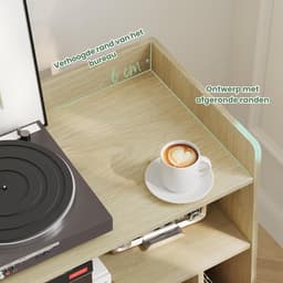 SNJY® Platenspeler Meubel - Platenspeler Kast - LP Houder - Platenhouder - 36,5D x 66B x 64H cm - Lichtbruin — thumbnail 5