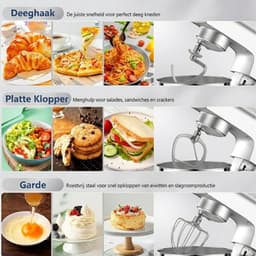 NIVA® Deegmachine - Mixer met Kneedhaak - Kneedmachine - Zilver - 37cm x 24cm x 32cm — thumbnail 5