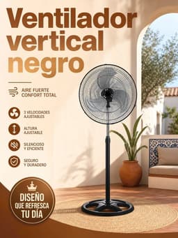 Wentinkmo Verticale staande ventilator - 45cm diameter verstelbare - hoogte tot 130cm - 3 snelheden — thumbnail 1