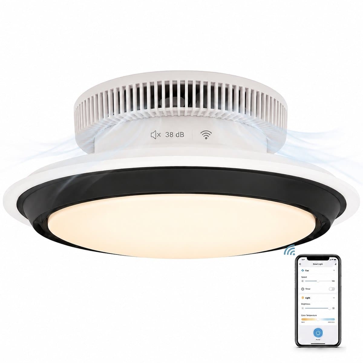 Evolar Smart Plafondventilator met Verlichting en WiFi - 71 cm - Stille Plafondlamp met Ventilator - Dimbaar Warm Wit Licht (LED) - EVO-CF185BW — afbeelding 1
