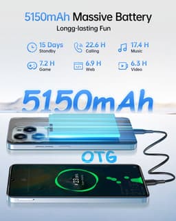 OUKITEL C50 5G Mobiele Telefoon Zonder Contract met 128 GB Opslag, 5150 mAh Accu, Android 14 — thumbnail 3