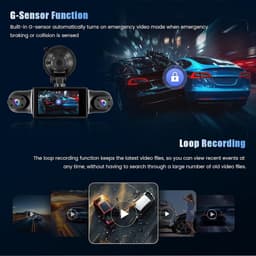 Dashcam voor auto - Zwart - 3 inch IPS scherm - 4-kanaals 2K + 1080p camera’s - Met wifi en app voor volledige bewaking — thumbnail 4