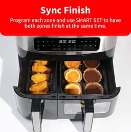 Dubbele Airfryer 10L – 2 Manden van 4L + 6L – 2850W – Dual Zone – Digitaal Bedieningspaneel – 220-240V — thumbnail 1