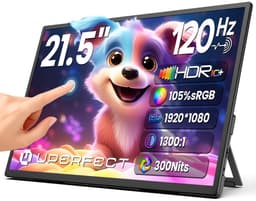 UPERFECT 21,5-inch draagbare gamingmonitor, 120Hz IPS-touchscreen (1920x1080) met geïntegreerde standaard, contrastverhouding 1300:1, USB-C en Mini-HDMI voor laptop, pc, smartphone en Switch; compatibel met VESA-montage — thumbnail 1