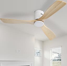DESMIU Plafondventilator 132 Cm - Zonder Licht Met 3 Houten Bladen, Afstandsbediening, 6 Snelheden En Timer - Wit — thumbnail 1