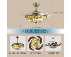 Plafondventilator met Licht en 6 Snelheden Tiffany Stijl Dimbaar