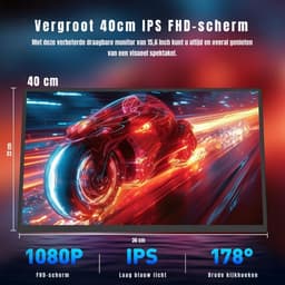 KIRA® Portable Monitor - Draagbare Monitor voor Laptop - Ultra-Slank Tweede Scherm - Zwart - 36cm x 21cm x 1cm — thumbnail 2