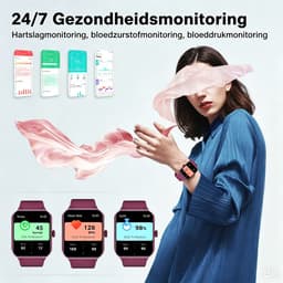 Blackview Smartwatch Heren & Dames met Bluetooth - R50 - Sporthorloge - Stappenteller & Hartslagmeter - SOS - Paars — thumbnail 5