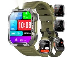 Blackview Smartwatch Heren - W60-Rugged Sporthorloge - Outdoorhorloges- Stappenteller - Hartslagmeter - Slaapmonitor - Belfunctie - LED Zaklamp - Geschikt voor Android en iOS - Groente