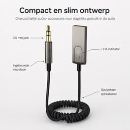 Carkit Transmitter Bluetooth USB – Auto USB naar AUX Bluetooth Ontvanger – AUX BT Adapter - Audio Adapter naar 3.5mm Jack — thumbnail 3