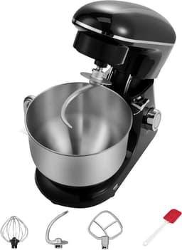 Keukenmachine 6L - Stand Mixer met RVS Mengkom - 6 Snelheden + Pulse - Deeghaak, Garde & Menghaak - Zwart — thumbnail 1