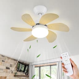 NETTLIFE Plafondventilator Met Verlichting - E27 - houtkleur - 6 Bladen Ventilator - met Afstandsbediening - 75cm - Timing Plafondlamp - Voor Woonkamer | Slaapkamer | Keuken | Eetkamer-excl. lichtbron — thumbnail 1