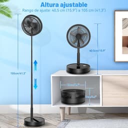 Draagbare Tafelventilator 8,6 Inch – Oplaadbare Ventilator met 8000mAh Batterij – USB-C – Opvouwbaar en In Hoogte Verstelbaar – Afstandsbediening – Stil met Oscillatiefunctie – Voor Thuis, Kantoor en Camping — thumbnail 4