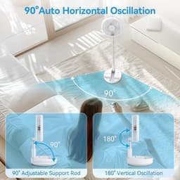 Vloerventilator Draadloos – 7200 mAh Accu – Opvouwbaar & Verstelbaar tot 100 cm – 4 Snelheden – Afstandsbediening — thumbnail 2