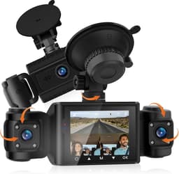 Thijox - 3-Kanaals Dashcam met 64GB SD-kaart - 1080P Full HD, 2.4" IPS-scherm, Draaibare Lens, Nachtzicht, Loopopname & Bewegingsdetectie voor Auto en — thumbnail 1
