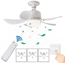 KZQ Plafondventilator - Wit - Incl 23W Lamp - Licht Apart Schakelbaar - Afstandsbediening - Dimbaar - Traploos Instelbare Lichtkleur - Nachtlampje - Geheugenfunctie - 3 Snelheden - Timer - Zomer En Wintermodus — thumbnail 1