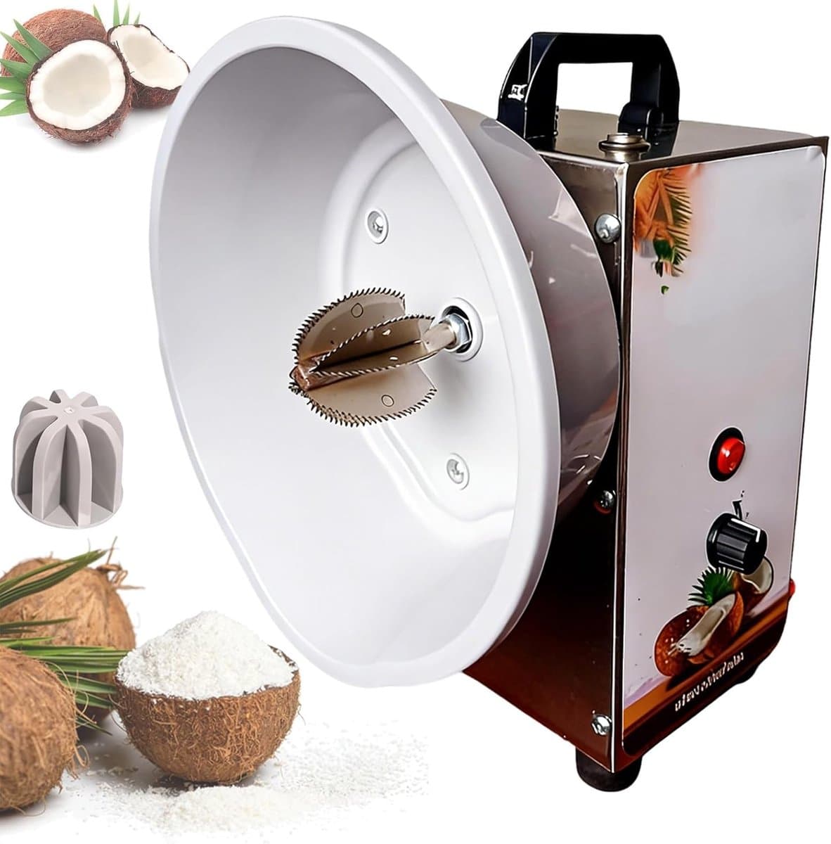 Elektrische Kokosrasp - Kokosmachine rasp - Verse Vlokken Maken - Instelbare Snelheden - 35KG/H - Zilver — afbeelding 1