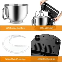 Elektrische Standmixer - Keukenmixer - Bakken en Mixen - Kantelkop functie - 45 Liter Kom - Zilver — thumbnail 2