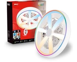 BRIlONER Air - Plafondventilator met RGB verlichting - plafondventilator dimbaar - ventilator lamp 5 snelheden - zomer- en wintermodus - RGB & CCT - Ø48cm - wit — afbeelding 1