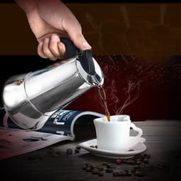 Roestvrijstalen mokkapot – Maximale breedte 9,7 cm, maximale hoogte 19,8 cm – Geschikt voor inductiekookplaten – Espressomachines – Koffiezetapparaten – Mokkapotten – Klassieke achthoekige espressopot. — thumbnail 4