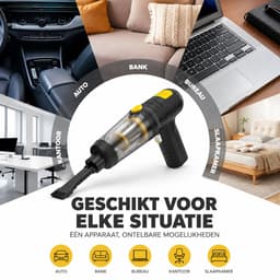 LT-145 - Draadloze Kruimeldief / Handstofzuiger - Voor Auto en Thuis - 70W - USB-C - Zwart/Geel — thumbnail 3