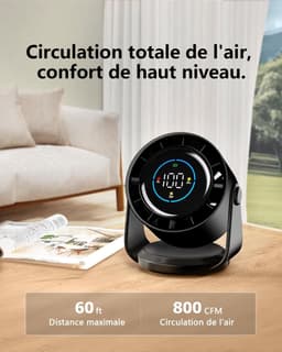 Deze krachtige maar stille ventilator heeft 100 snelheidsinstellingen, is een tafelventilator met een 105° draaibare kop, USB-opladen en een draagbaar ontwerp, geschikt voor kantoren, huizen, slaapkamers, auto's en andere locaties. — thumbnail 3