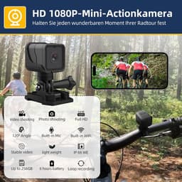 SnelShoppen - AIKER Dashcam Motorcamera 1080PHD met Wifi, Waterdicht IP66, 120° Groothoek, Sportcamera voor Motorhelmen, Inclusief 64 GB Geheugenkaart — thumbnail 5