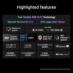 ASUS ROG Swift OLED PG32UCWM - 4K UHD Tandem RGB OLED - USB C 96W - 0.03ms - 4K 240Hz, FHD 480Hz Dual Mode - 32 Inch — thumbnail 4