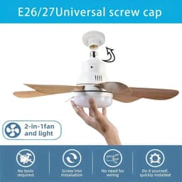 North Collective AirFlow - Plafond Ventilator Verlichting E27 - LED Ventilatorlamp met Afstandsbediening - 3 Snelheden - 52 cm - Wit — thumbnail 5
