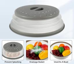 Opvouwbare magnetron deksel, set van 2 magnetronkappen, microgolfovenafdekkingen 27 cm, magnetron afdekkap met haken - ShopVlot — thumbnail 3