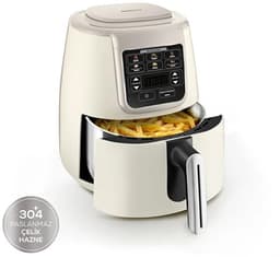 Karaca Air Pro Cook Koz Steel XL Airfryer – 4L – 1550W – RVS 304 Binnenpan – Iconic Beige — thumbnail 4