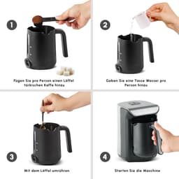 Turkse koffiezetter - Koffieapparaat - Authentieke koffie maken - Roosterfunctie - 5 kopjes - Antraciet — thumbnail 2