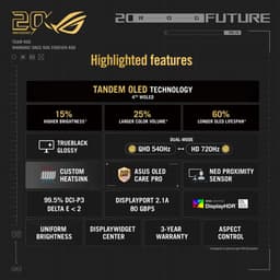 ASUS ROG Swift OLED PG27AQWP-G EDITION 20 - QHD Tandem OLED Monitor - Next Gen OLED - TrueBlack Glossy - 540hz - 27 inch — thumbnail 4