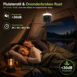 Lapamax Camping ventilator Ø 45cm-12000mAh - tent ventilator Afstandsbediening & Timer - 4 Snelheden & 3 Lichtstanden - Stille DC Motor - Afneembare Bladen -ventilator camper Voor Tent, Caravan, Overkapping & Buiten — thumbnail 5