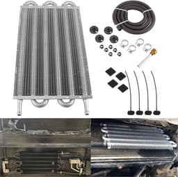Oliekoeler Transmissie - Radiator Kit - Motorolie Koelen - Verbetert Koelefficiëntie - 6 Rij - Zwart — thumbnail 2