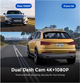 KZQ Dashcam 4K voor en achter met dubbele camera WiFi GPS WDR nachtzicht zwaartekrachtsensor en app-bediening voor auto — thumbnail 4