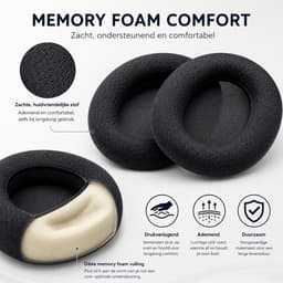 BukkitBow – Set Oorkussens voor Steelseries Artics 1/3/5/7/7X/7P/9/9X/PRO - Koptelefoon Oorkussens / Ear Pads - Memory Foam - Zwart — thumbnail 4