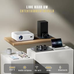 QORA® Mini beamers - Projector - Mini beamer - Wit - 22cm x 17cm x 8cm — thumbnail 2