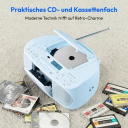 MEDION DRX-1 Plus Boombox (draagbare DAB+ & FM-radio, Bluetooth, cd-speler, MP3, cassette, hoofdtelefoonaansluiting, stereo, AUX, netstroom & batterijen) blauw — thumbnail 2