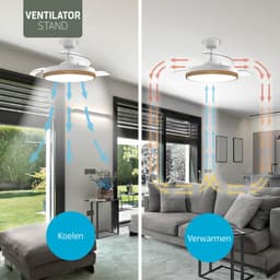 Varin® Smart Plafondventilator met LED verlichting RGBW - Wit/Lichthout - Tuya Wifi - Ø 50cm/108cm - Super stil - Smart lamp - Plafondlamp slaapkamer - Plafonniere woonkamer - Plafondlampen - Plafond lamp bamboe - Verlichting kinderkamer - Ventilator — thumbnail 3