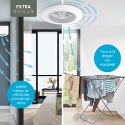 Varin® Plafondventilator met verlichting - Transparant - Tuya Wifi - LED RGBW - Ø 50cm - Super stil - Afstandsbediening smart lamp - Plafondlamp slaapkamer - Plafonniere woonkamer - Plafondlampen - Plafond lamp - Verlichting kinderkamer - Ventilator — thumbnail 4