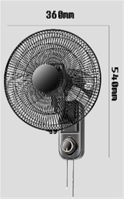 Wandventilator - Muur ventilator - Ruimte Koelen - 5 Bladen - 36 cm - Zwart — thumbnail 3