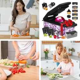 Keuken Snijmachine - Groentehakker Dicer - Maaltijden Voorbereiden - 18-in-1 Functies - 33.4 x 12.7 x 12.3 cm - Zwart — thumbnail 2