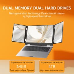 16" + 10.5" + 10.5" Triple-Screen Laptop, Intel Core i7-1260P, 32GB RAM (tot 64GB), 1TB SSD (tot 4TB), Vingerafdruk & Gezichtsherkenning, WiFi 6, RJ45, BT 5.2, Full USB-C, Aluminium – Windows 11 — thumbnail 1