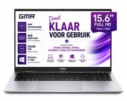 Office Laptop 15.6 Inch Full HD - Windows 11 Pro - 8GB RAM - 256GB SSD - GMR Notebook voor Studie, School, Office, Internet, E-mail en Thuiswerken - AMD Athlon Silver - Studenten Laptop - Werk Laptop