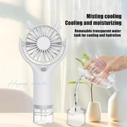 Draagbare Ventilator - Hand Fan - Verkoeling Buiten - Met Verfrissende Mist - 16.8 x 8.2 cm - Wit — thumbnail 5