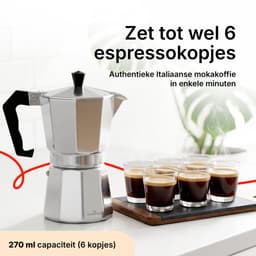 Chefino Percolator 6 Kops – Moka Pot 270 ml – Espressopot voor Italiaans Koffiezetten – Aluminium Mokkapot – Espressomaker voor Gasfornuis en Elektrische Kookplaat — thumbnail 2