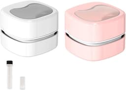 Desktop Stofzuiger - Mini Cleaner - Bureau Opruimen - Draadloos Oplaadbaar - 2 Stuks - Wit Roze — thumbnail 1