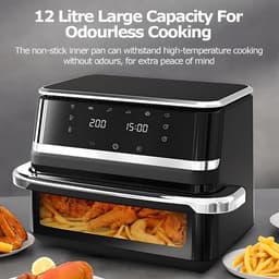 Luchtfriteuse Oven - Digitale Frituurpan - Gezond Koken - Zichtbaar Glazen Venster - 12 Liter Capaciteit - Zwart — thumbnail 2